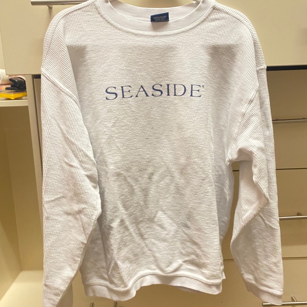 White seaside corduroy sweatshirt